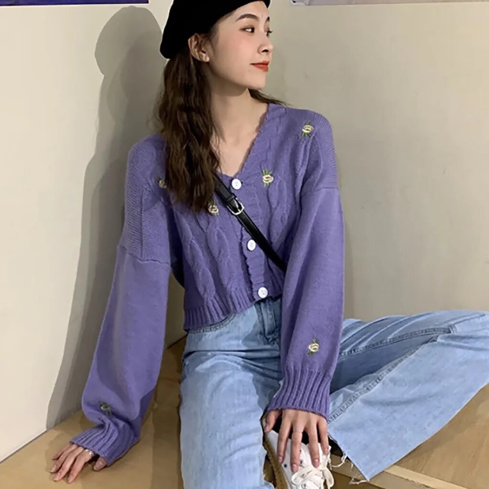 Lavender knit cropped sweater